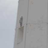 ...e presenta sul muro esterno un grigio fascio littorio